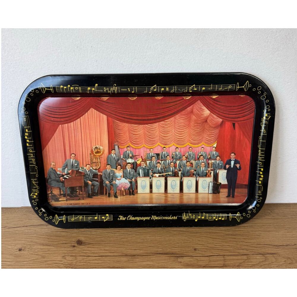 Lawrence Welk "The Champagne Music Makers" Tin Tray Serving Tray Collectible